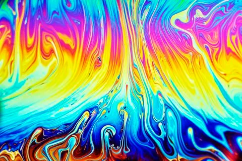 Light interference patterns on soap film Stock Photos