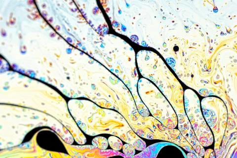 Light interference patterns on soap film Stock Photos