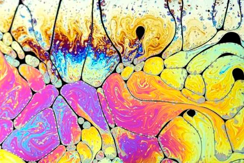 Light interference patterns on soap film Stock Photos