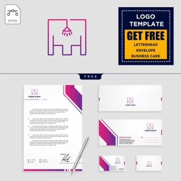 Light interior logo template and stationery Stock Illustration