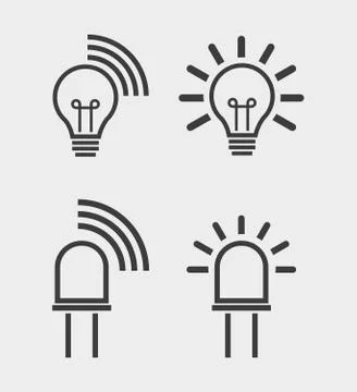 Light internet data transmission device icons Stock Illustration