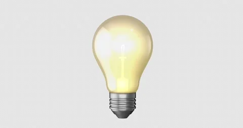 Light isolated bulb rotation animation, looped. Warm yellow light on a dark Stock Footage 219279861