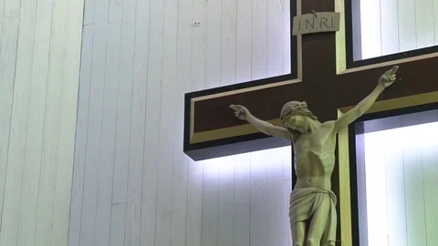 The light of Jesus on the shining cross Stock Footage 77022887