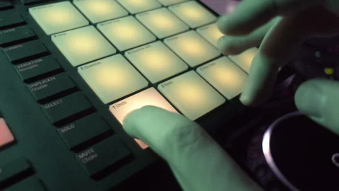 Light jockey operates with control panel at laser display Stock Footage 268425282