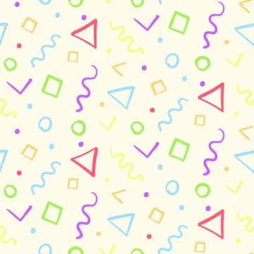 Light kids seamless pattern with color shapes Stock Illustration