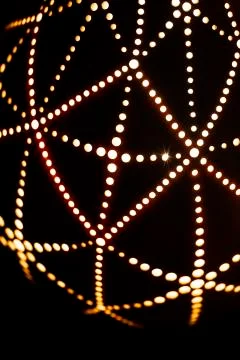 Light lamp built with dried pumpkins and geometric decoration Stock Photos