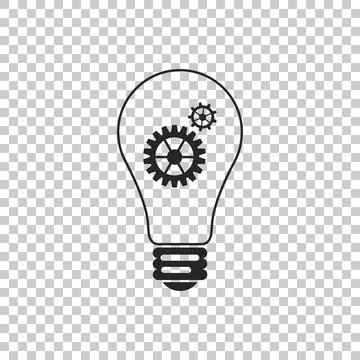 Light lamp icon isolated on transparent background. Bulb with gears and cogs Stock Illustration