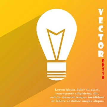 Light lamp icon symbol Flat modern web design with long shadow and space for  스톡 일러스트