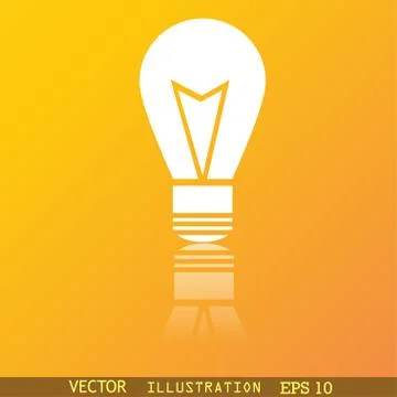Light lamp icon symbol Flat modern web design with reflection and space for y Stock Illustration