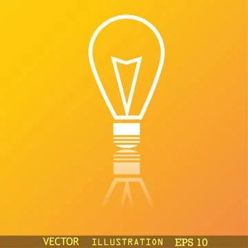 Light lamp icon symbol Flat modern web design with reflection and space for y Stock Illustration