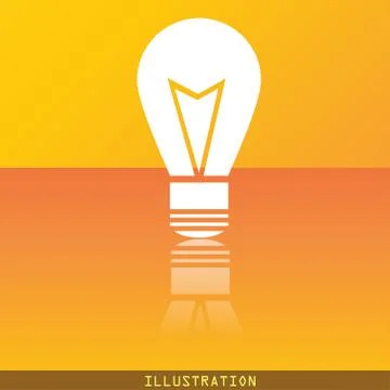 Light lamp icon symbol Flat modern web design with reflection and space for your Illustrazione stock