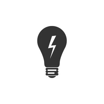 Light lamp sign. Bulb with lightning symbol icon isolated. Idea symbol. Flat イラスト素材