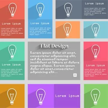 Light lamp sign icon. Idea symbol. Lightis on. Set of colored buttons. Vector Illustrazione stock
