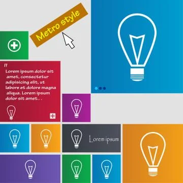 Light lamp sign icon. Idea symbol. Lightis on. Set of colored buttons. Vector Stock Illustration