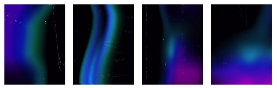 Light leak set of vertical strips in blue green waves. Stipple texture softens Stock Illustration