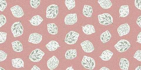 Light leaves on pink seamless vector pattern Stock Illustration