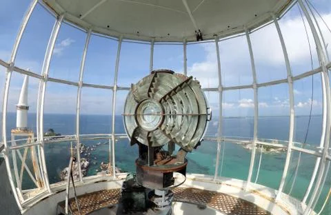 The light of lighthouse beacon Stock Photos