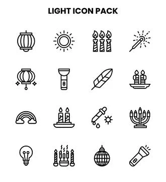 Light Line Bundle Icons Pack Illustrazione stock
