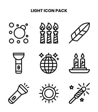 Light Line Design Icons Pack Stock Illustration