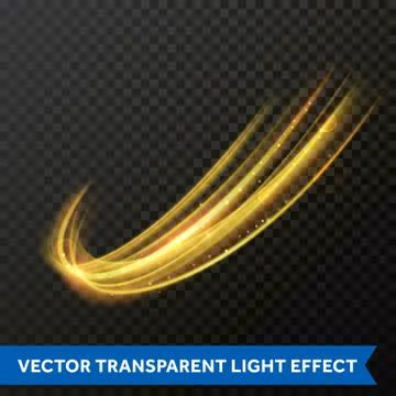 Light line gold swirl effect. Vector glitter light fire flare trace Stock Illustration