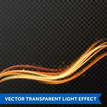 Light line gold swirl effect. Vector glitter light fire flare trace Illustrazione stock