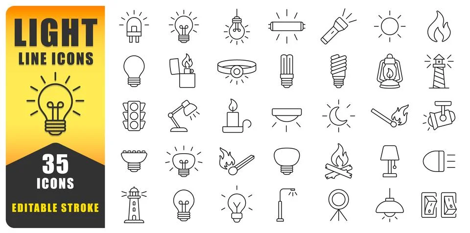 Light Line Icon Set Stock Illustration