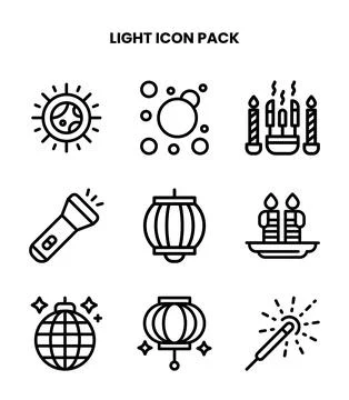 Light Line Set Icons Pack Stock Illustration