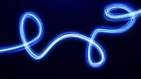 Light lines are curves. Glowing beam of light. blue futuristic particle flow. Stock Footage 255788366