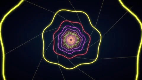 Light lines create a geometric pattern in dark space Stock Footage 336994365