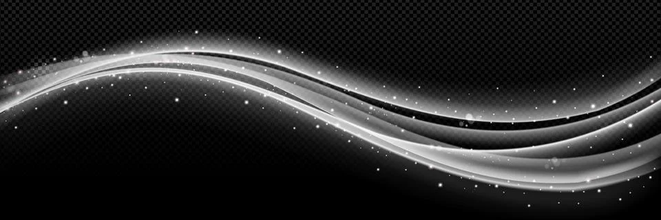 Light lines motion effect, white waves with blur Illustrazione stock