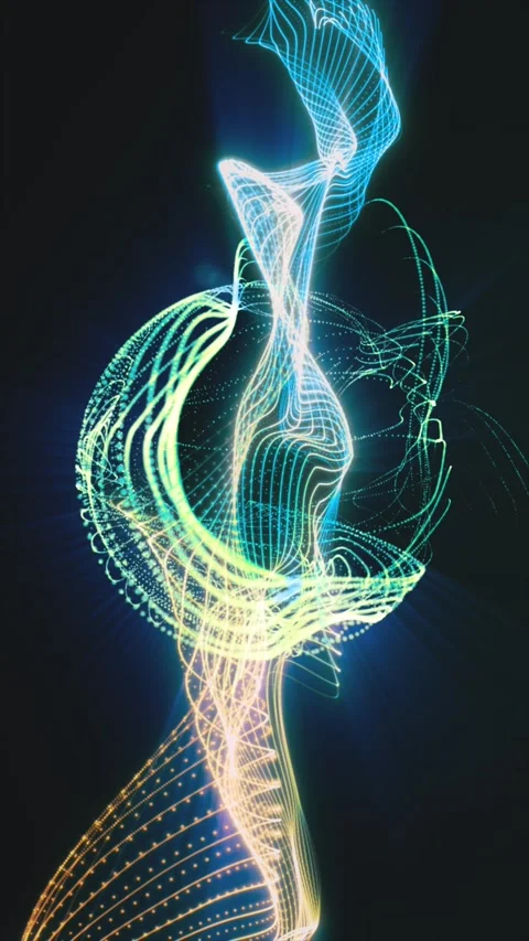 Light lines swirl and create a spherical form on a dark backdrop. Stock Footage 317615186
