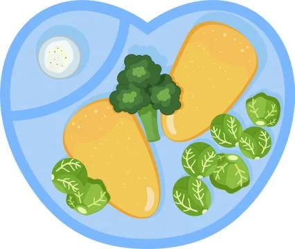 Light lunch with fish cutlets and cauliflower, broccoli and sour cream Stock Illustration