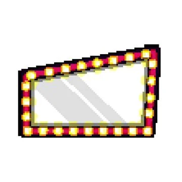 Light makeup mirror frame pixel art vector illustration Stock Illustration