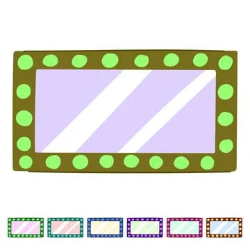 Light makeup mirror frame vector cartoon graphic Illustrazione stock