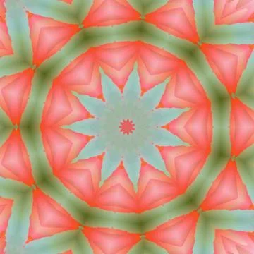 Light mandala pattern with pink and green floral elements Illustrazione stock