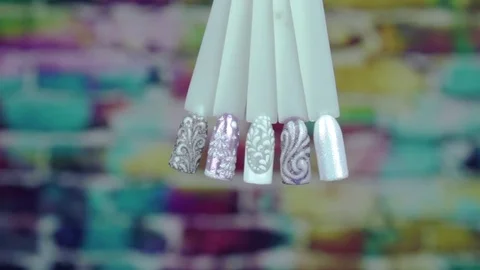Light manicure templates pattern color background Stock Footage 79132625