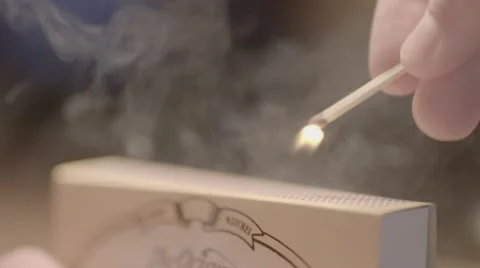 Light match on matchbox, slow motion Stock Footage 56777934