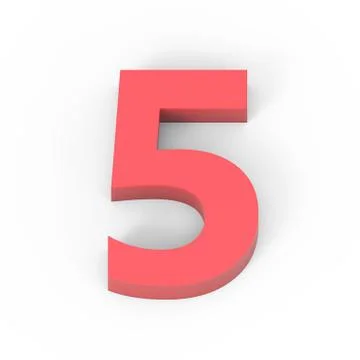 Light matte red number 5 Stock Illustration