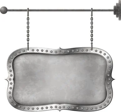 Light metal signboard on chains Stock Illustration