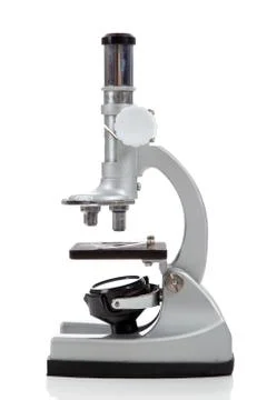 Light microscope on a white background Stock Photos
