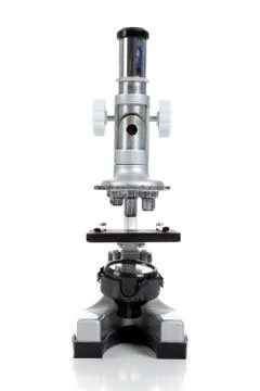 Light microscope on a white background Stock Photos