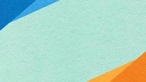 Light mint paper texture background with blue orange geometric corners grad.. Stock Photos