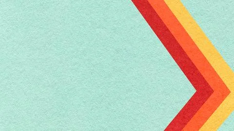 Light mint paper texture background with red, orange yellow, chevron stripe.. Stock Photos