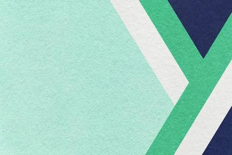 Light mint textured paper background with white, emerald green, blue geomet.. Stock Illustration