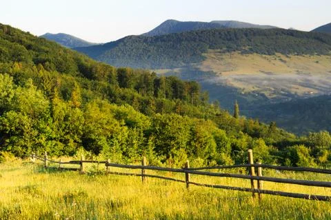 A light mist in the mountains Stock Photos