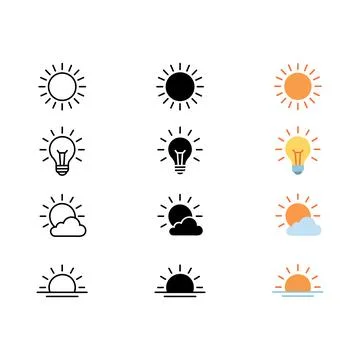 Light mode day icon set Illustrazione stock