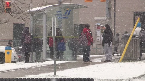 Light to moderate pretty snow and windy in the the city on cold winter day. Stock Footage 44573836