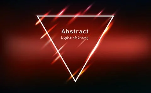 Light motion abstract glowing effect red neon triangle frame, beam bright Stock Illustration