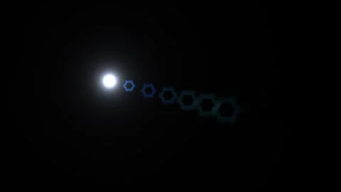 Light moves in hexagonal patterns against a dark background Stock Footage 338293469