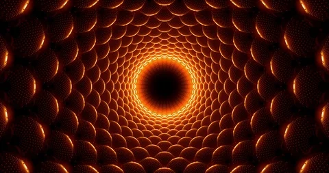 Light moving through an abstract tunnel made from reflective spheres Stock Footage 117576467